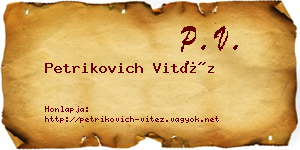 Petrikovich Vitéz névjegykártya